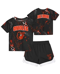 Outerstuff Preschool Black Baltimore Orioles Pinch Hitter Infielder T-Shirt and Shorts Set