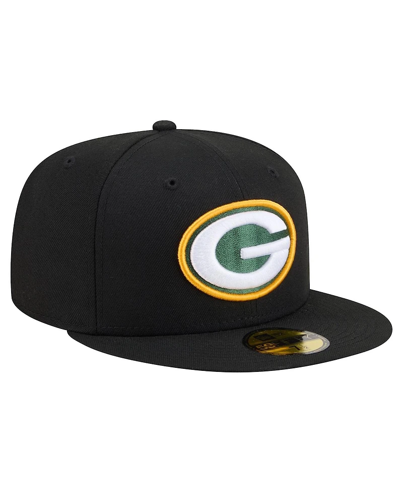New Era Men's Black Green Bay Packers 59FIFTY Fitted Hat