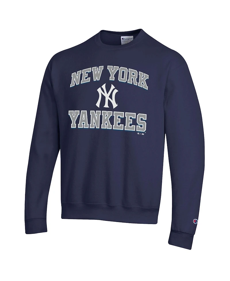 Champion Men's Navy New York Yankees Heart Soul Powerblend Sweatshirt