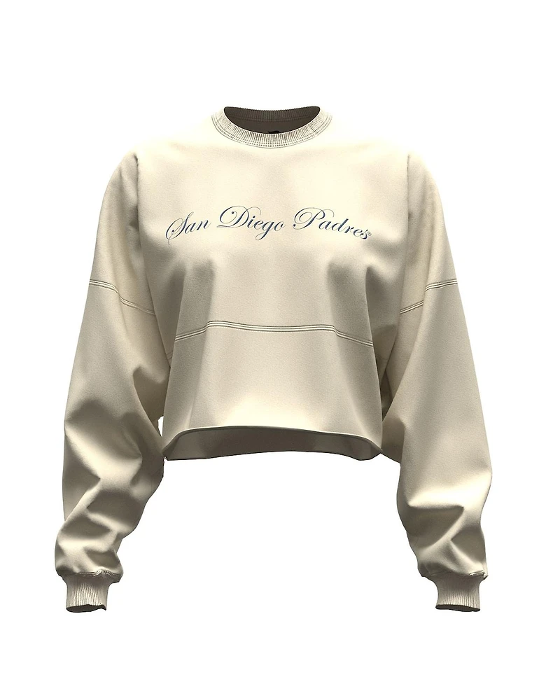Fanatics Women's Light Beige San Diego Padres Spirit Floral Script Cropped Long-Sleeve T-Shirt