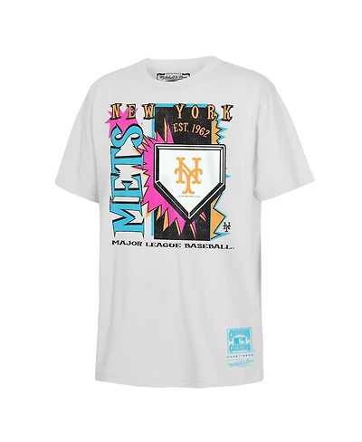 Mitchell & Ness Big Boys and Girls White New York Mets Cooperstown Neon Field Shock T-Shirt