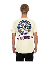 New Era Men's Natural Chicago Cubs Dia de los Muertos Sugar Skull T-Shirt