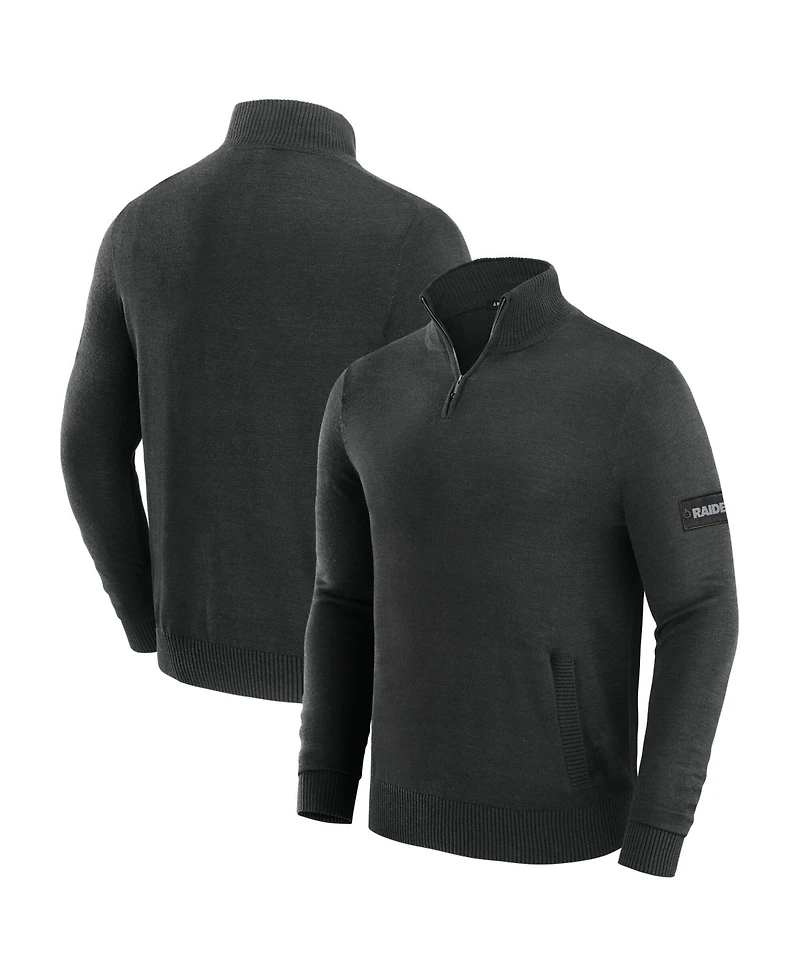 J. Palmer Men's Black Las Vegas Raiders Franchise Quarter-Zip Sweater