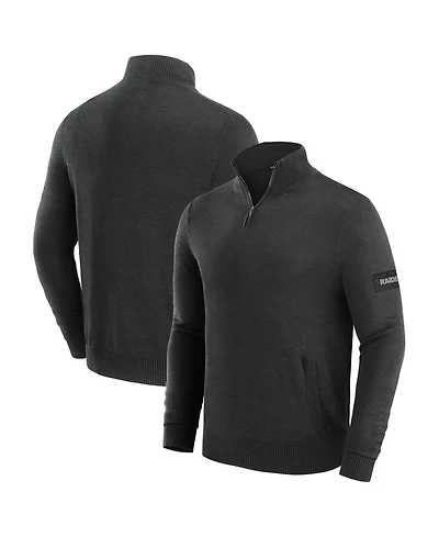 J. Palmer Men's Black Las Vegas Raiders Franchise Quarter-Zip Sweater