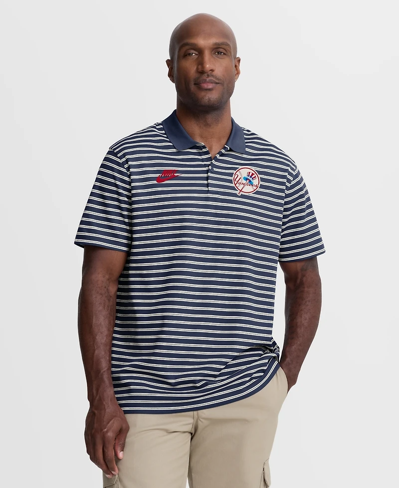 Nike Men's Navy New York Yankees Cooperstown Collection Dri-fit Victory Striped Polo Shirt