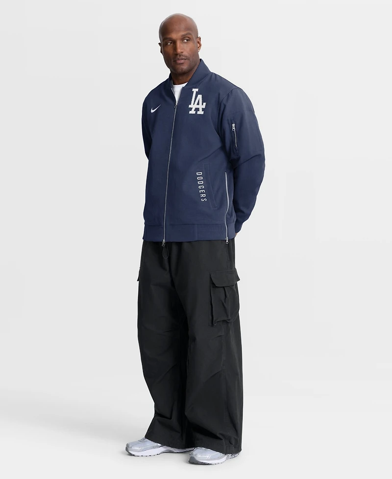 Nike Men's Navy Los Angeles Dodgers Authentic Collection Dugout Relaxed Full-Zip Bomber Jacket