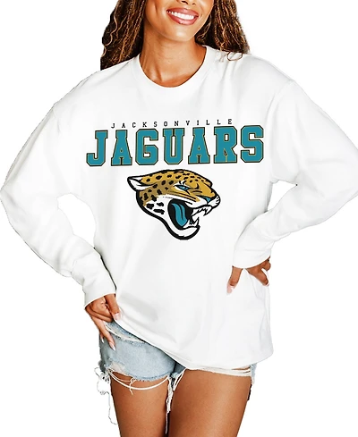 Gameday Couture Women's White Jacksonville Jaguars Big Goals Oversized Long Sleeve T-Shirt