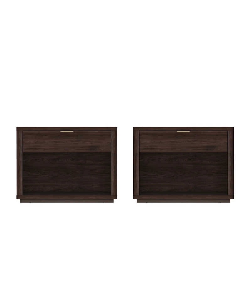 Manhattan Comfort Evelyn 2-Piece 32" Modern 1-Drawer Nightstands