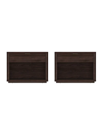 Manhattan Comfort Evelyn 2-Piece 32" Modern 1-Drawer Nightstands