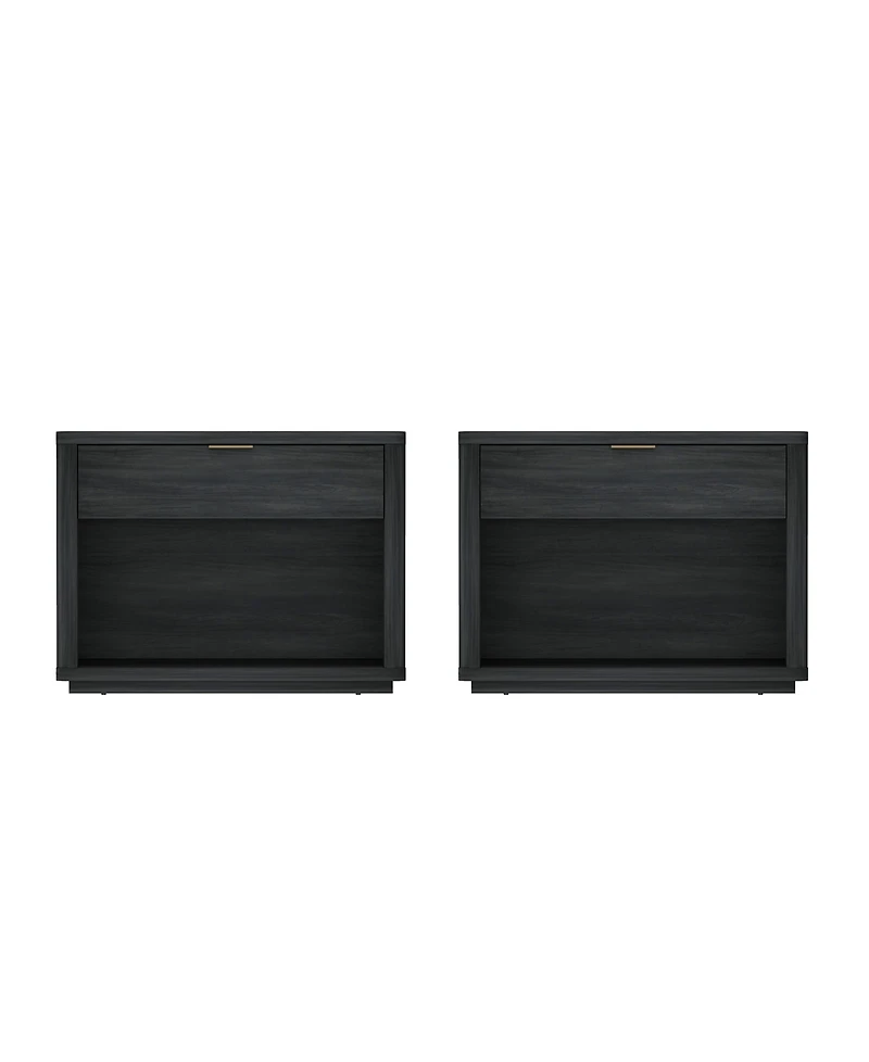 Manhattan Comfort Evelyn 2-Piece 32" Modern 1-Drawer Nightstands
