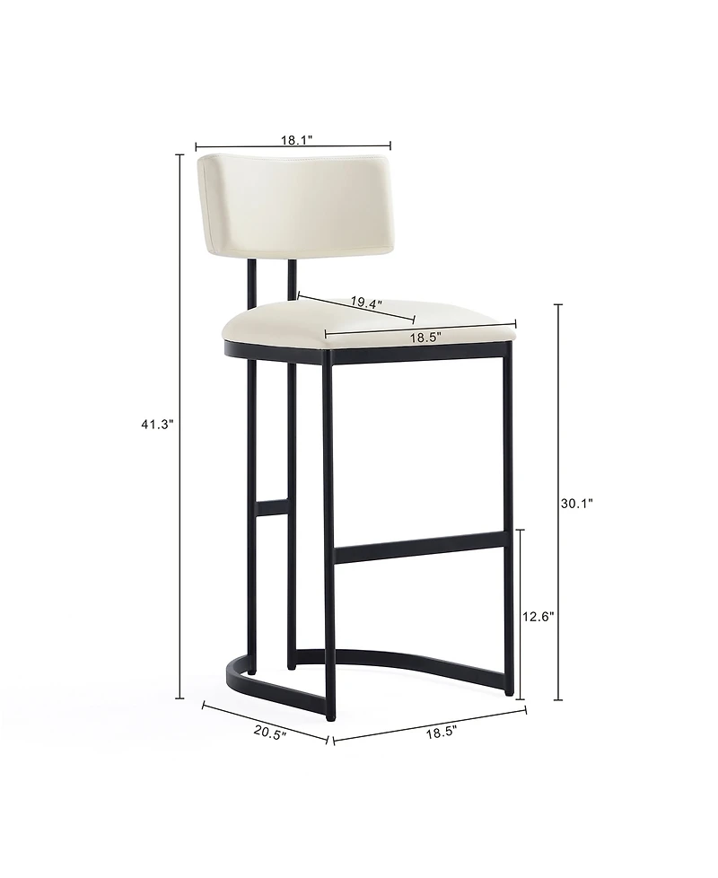 Manhattan Comfort Juno 18.5" Faux Leather Upholstered Metal Barstool