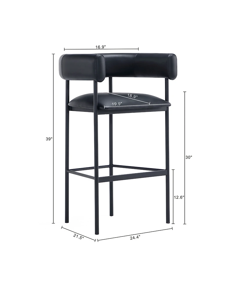 Manhattan Comfort Onda 24.4" Contemporary Faux Leather Upholstered Metal Barstool