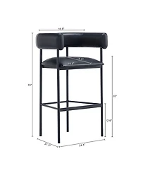 Manhattan Comfort Onda 24.4" Contemporary Faux Leather Upholstered Metal Barstool