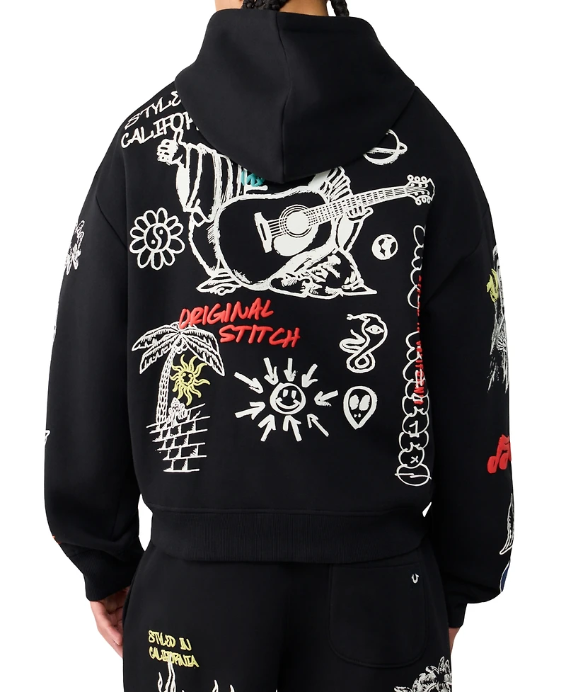 True Religion Men's Oversized Loose-Fit Hoodie Sweatshirt