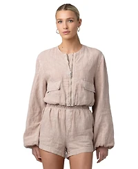 Blank Nyc Women's Collarless Zipper Jacket