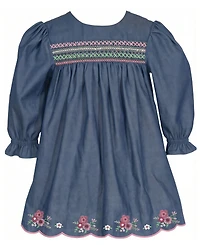 Bonnie Baby Girls' Long-Sleeve Embroidered Float Dress