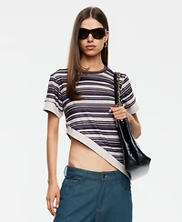 Lioness Women's Vintage-Inspired Stripe Crewneck Top