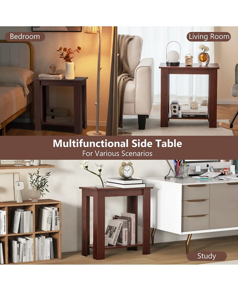sumyeg 2-Tier Modern Compact End Table with Storage Shelf