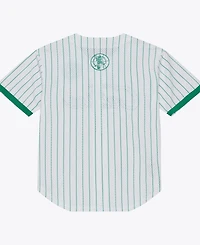 Mitchell & Ness Men's White Boston Celtics Head Coach Pinstripe Mesh Full-Button Baseball Jersey