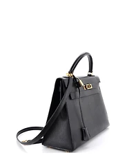 Pre-Owned HERMES Kelly 32 Handbag Black Ardennes with Gold Hardware