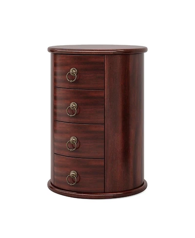 Slickblue Round Wood End Table with 4 Drawers for Living Room