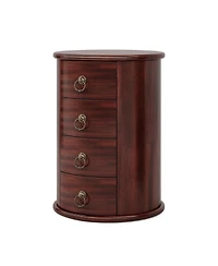 Slickblue Round Wood End Table with 4 Drawers for Living Room