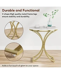 Slickblue Modern Round Accent Table with Metal Frame and Compact Size