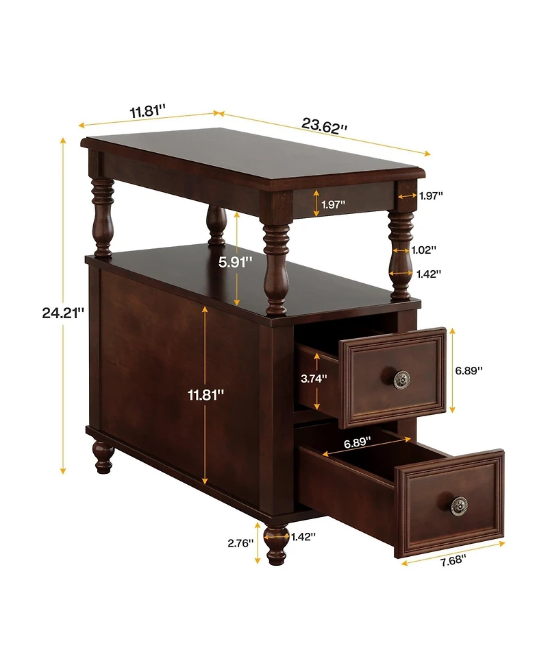 Slickblue Wood Accent Nightstand with 2 Drawers for Bedroom