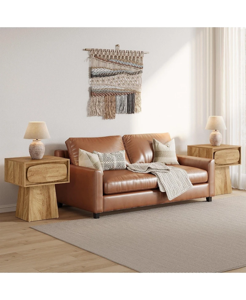 Slickblue Wooden End Table with Storage Drawer for Small Spaces