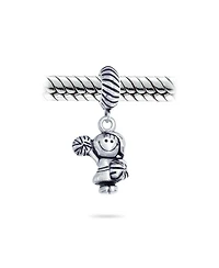 Bling Jewelry Cheerleader Soccer Player Dangle Charm Bead .925 Sterling Silver Fits European Bracelet