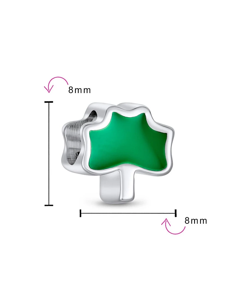 Bling Jewelry Lucky Enamel Green Shamrock Clover Charm Bead .925 Sterling Silver Fits European Bracelet