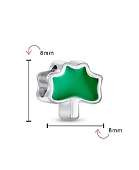 Bling Jewelry Lucky Enamel Green Shamrock Clover Charm Bead .925 Sterling Silver Fits European Bracelet