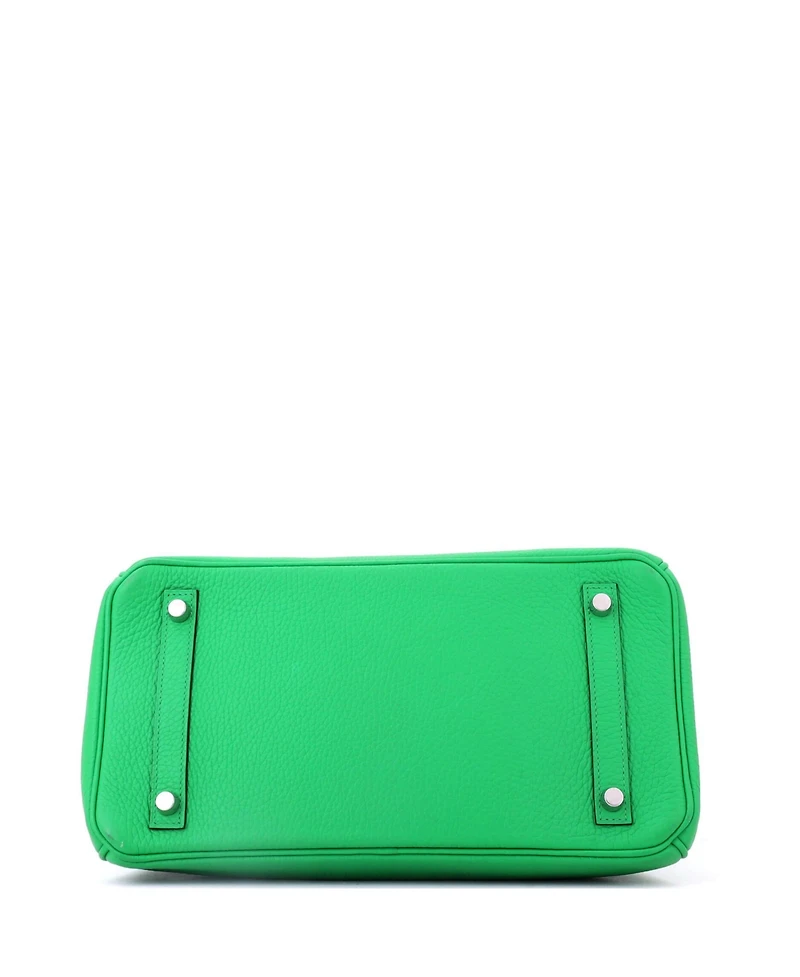 Pre-Owned HERMES Birkin 30 Handbag Green Clemence with Palladium Hardware