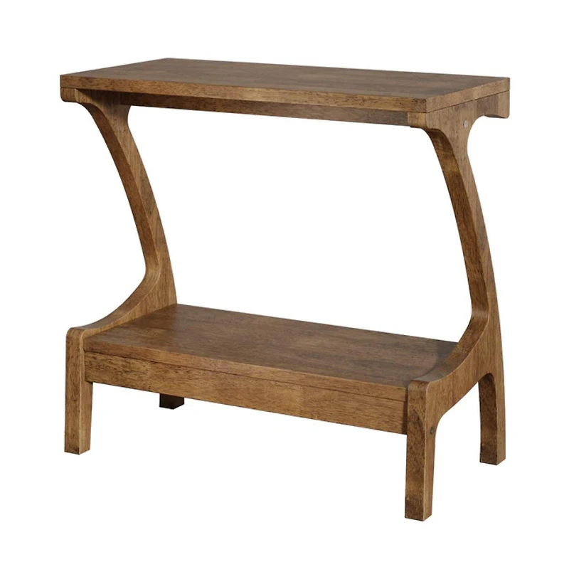 Slickblue Narrow Solid Wood Side Table with Open 2 Tier Storage