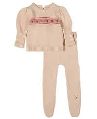 MeMoi Baby Girls 2 Piece "Tiptoe Through The Tulips" Embroidered Legging Set