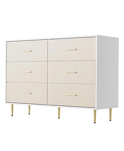 homfan Modern Dresser with 3 to 8 Drawers, Textured Front Storage Chest with Gold-Tone Handles and Legs for Bedroom, Entryway, Living Room