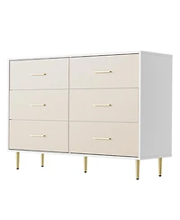 homfan Modern Dresser with 3 to 8 Drawers, Textured Front Storage Chest with Gold-Tone Handles and Legs for Bedroom, Entryway, Living Room