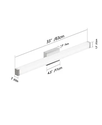 Busdays 33 Inch Brushed Nickel Square Led Bathroom Vanity Light 18W 6000K Wall Bar Fixture Over Mirror