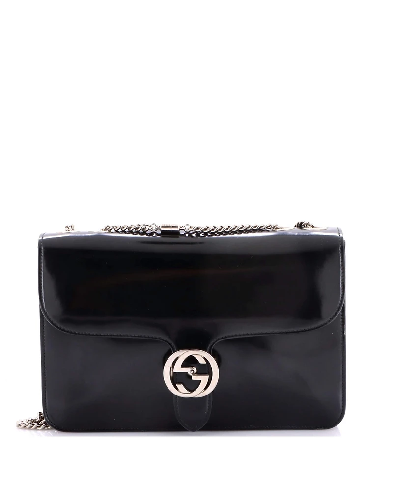 Pre-Owned Gucci Medium Interlocking Shoulder Bag Patent
