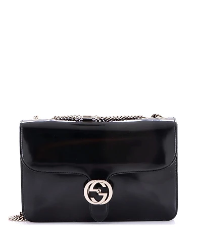 Pre-Owned Gucci Medium Interlocking Shoulder Bag Patent