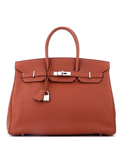 Pre-Owned HERMES Birkin 35 Handbag Brown Fjord with Palladium Hardware
