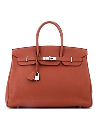 Pre-Owned HERMES Birkin 35 Handbag Brown Fjord with Palladium Hardware