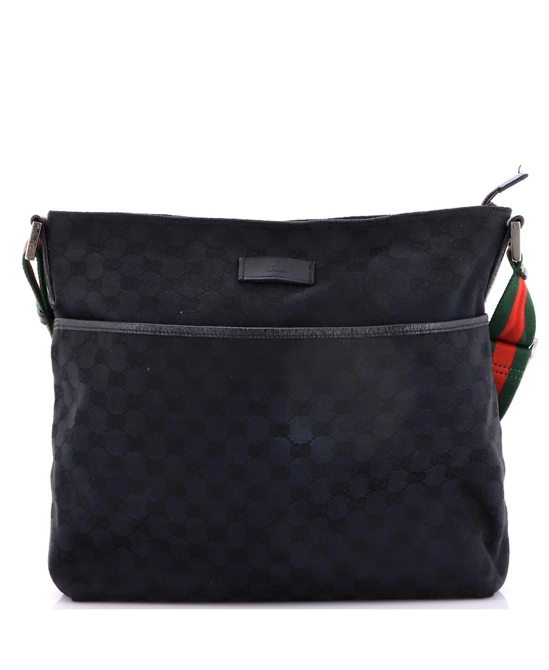 Pre-Owned Gucci Medium Front Pocket Web Messenger Gg Canvas
