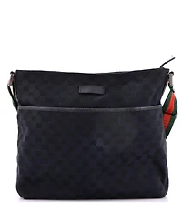 Pre-Owned Gucci Medium Front Pocket Web Messenger Gg Canvas