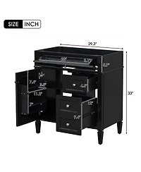 Sillysis 29.3 Inch Modern Solid Wood Mdf, Tip-Out Drawer, Adjustable Shelf, Roman Legs for Small Bathroom
