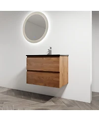 Sillysis Inch Wall Mounted Bathroom Vanity with Ceramic Sink, Soft Close Drawers