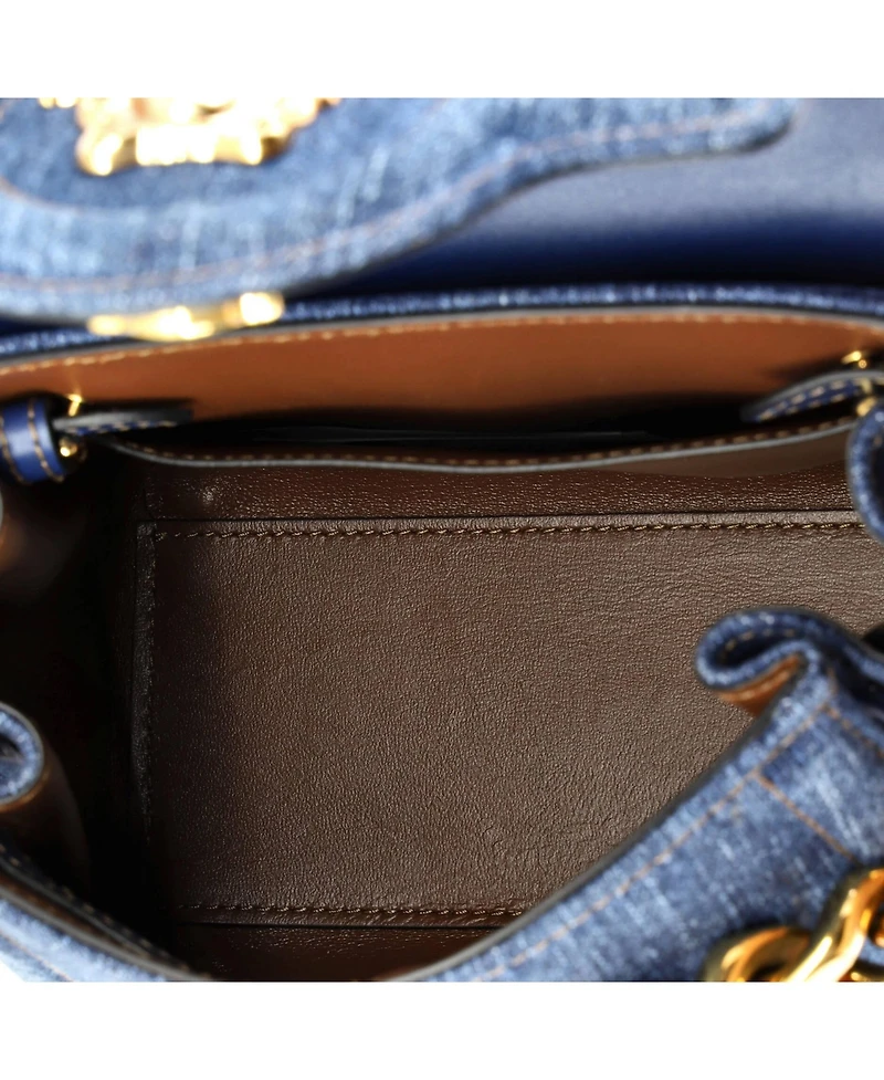 Pre-Owned Versace Small La Medusa Top Handle Bag Denim