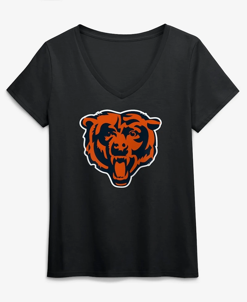 Logo Athletic Women's Black Chicago Bears Primary V-Neck T-Shirt