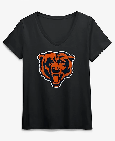Logo Athletic Women's Black Chicago Bears Primary V-Neck T-Shirt