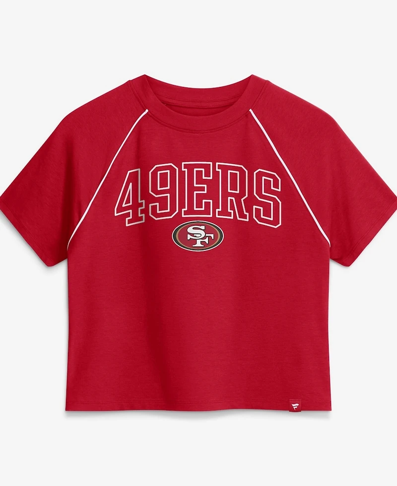 Fanatics Women's Scarlet San Francisco 49ers Offensive Scheme Raglan Tri-Blend Cropped Top